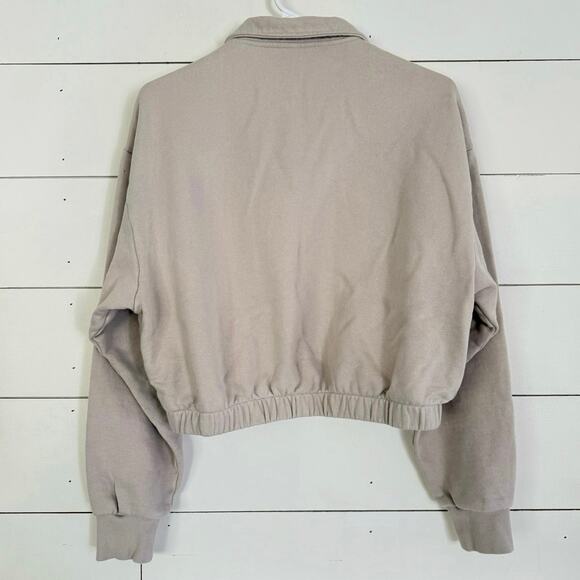 Teddy Fresh Tan Cropped 1/4 Zip Sweatshirt size Medium - Picture 3 of 9